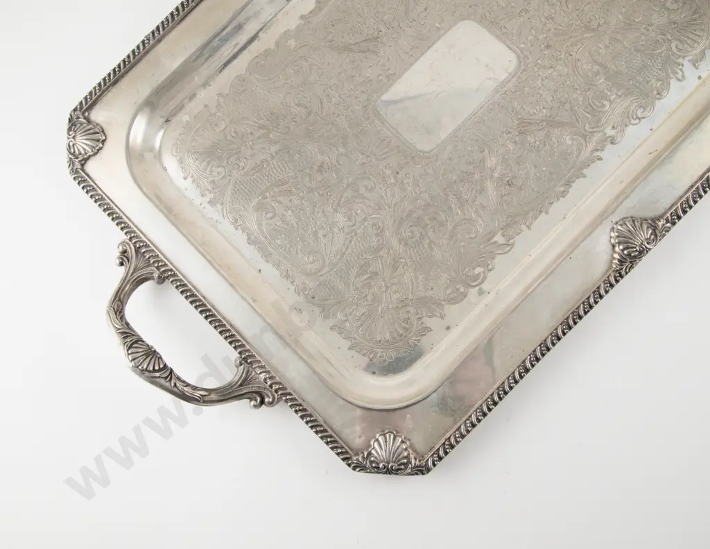 Canterbury S/P Two Handled Oblong Drinks Tray Image 1++