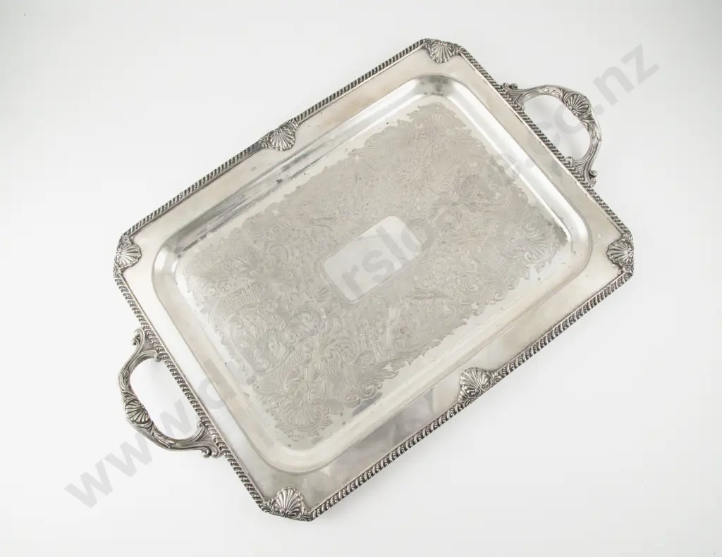 Canterbury S/P Two Handled Oblong Drinks Tray Image 1++