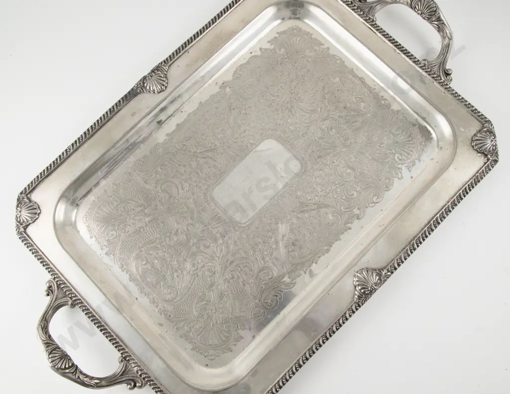 Canterbury S/P Two Handled Oblong Drinks Tray Image 1++