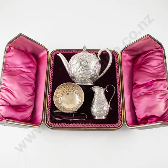 Cased Vict S/S 4 Piece Batchelors Teaset