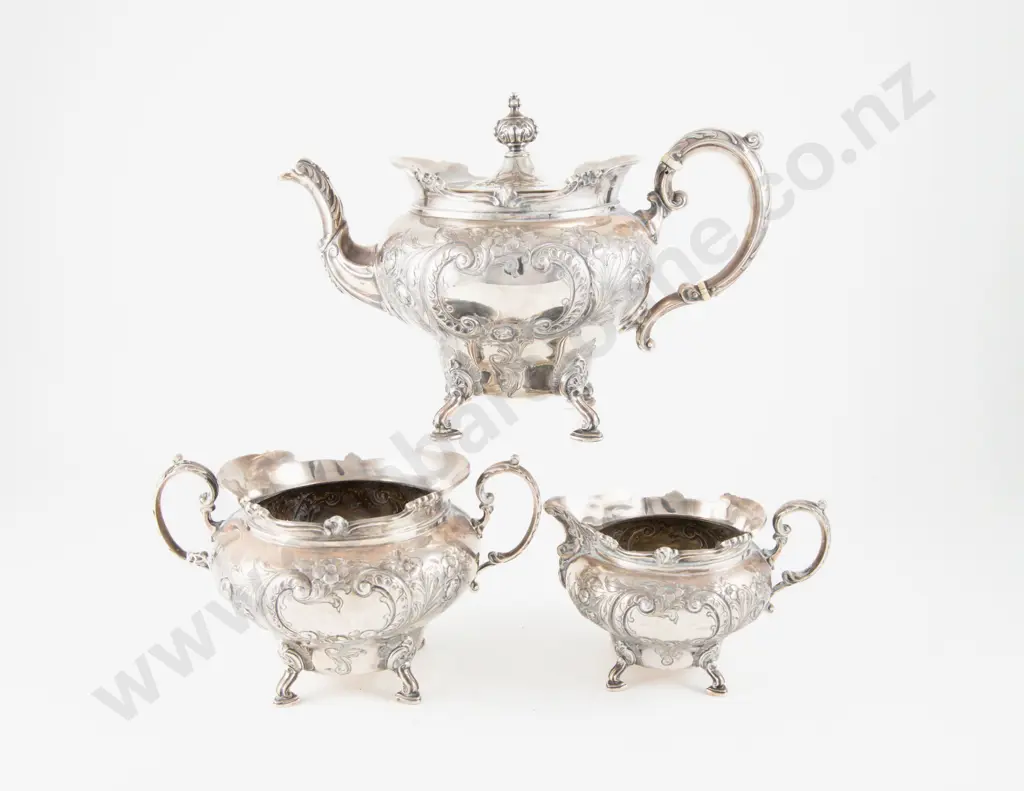Vict S/S 3 Piece Teaset Image 1++