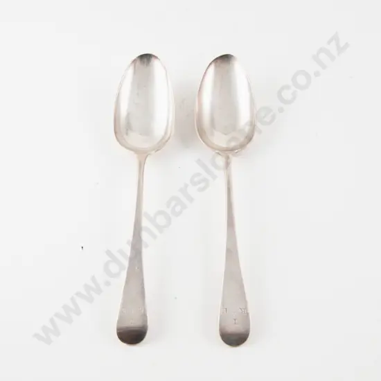 Pair Geo III S/S Soup Spoons by Richard Crossley