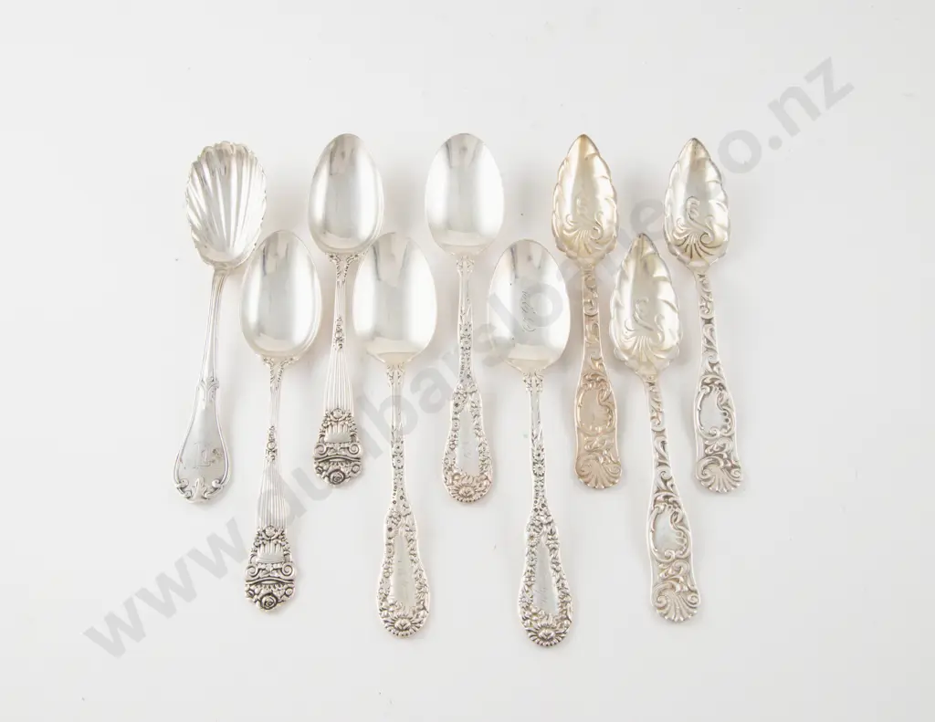 9 Various American S/S Grapefruit Tea & Sugar/Caddy Spoons Image 1++