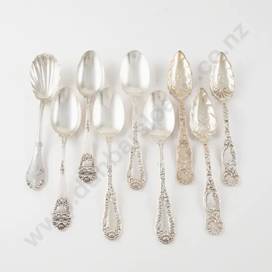 9 Various American S/S Grapefruit Tea & Sugar/Caddy Spoons