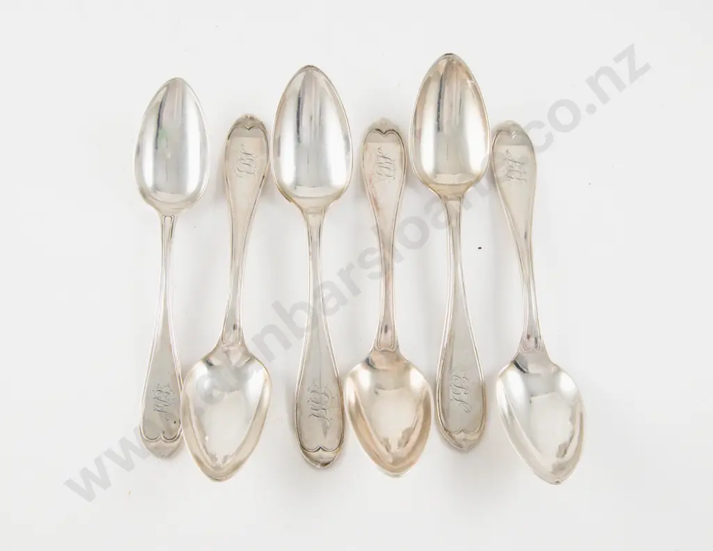 Set Of 6 French Silver Dessert Spoons Image 1++