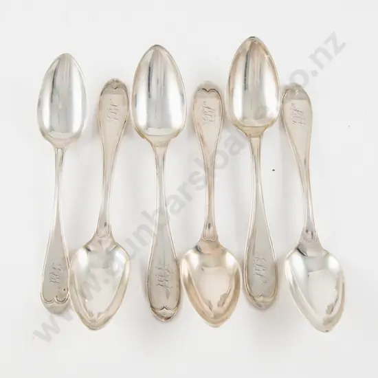 Set Of 6 French Silver Dessert Spoons