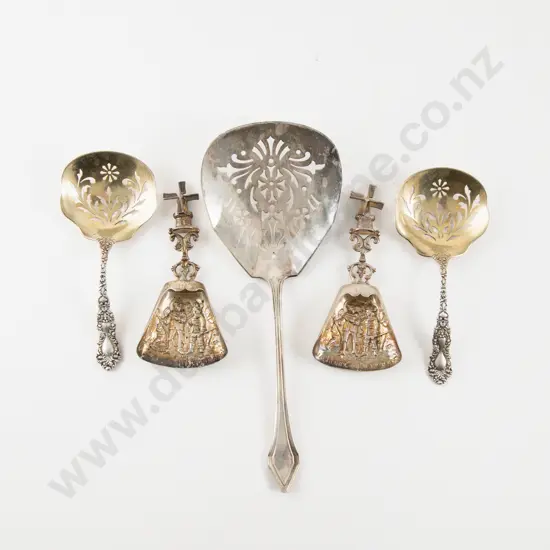 Pair Of American S.S Gilt Sifter Spoons