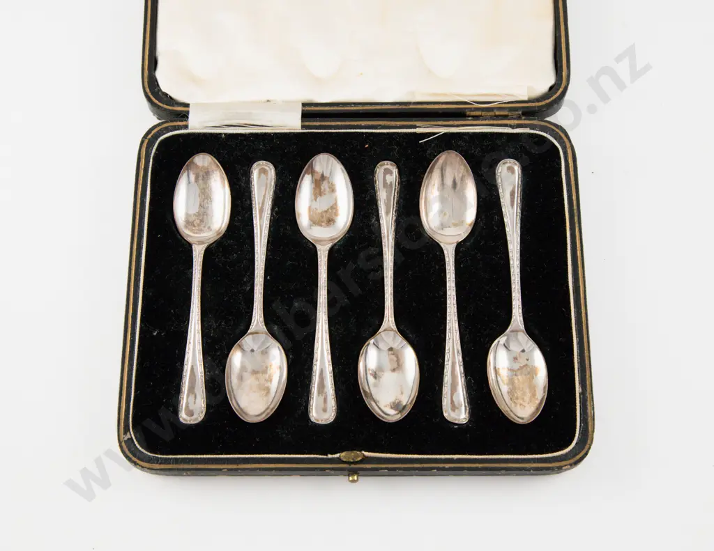 Cased Set Of 6 Geo V S/S Coffee Spoons Image 1++