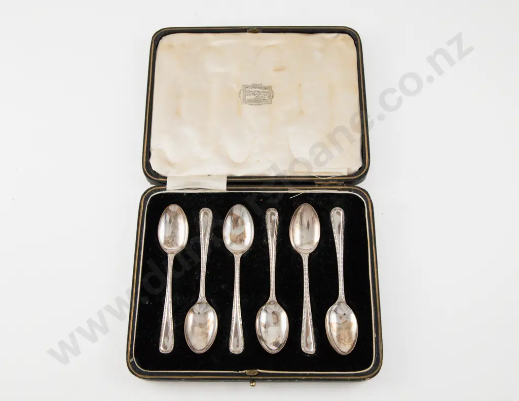 Cased Set Of 6 Geo V S/S Coffee Spoons Image 1++