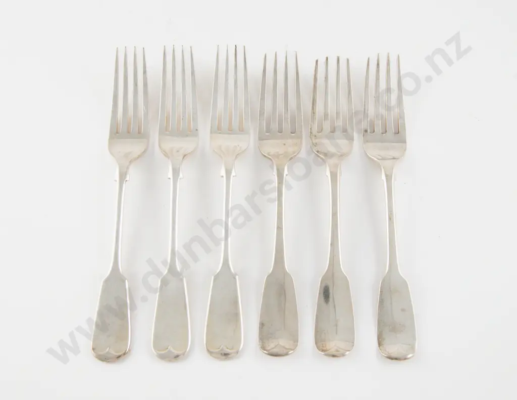 Composed Set Of 6 Fiddle Pattern Dessert Forks Image 1++