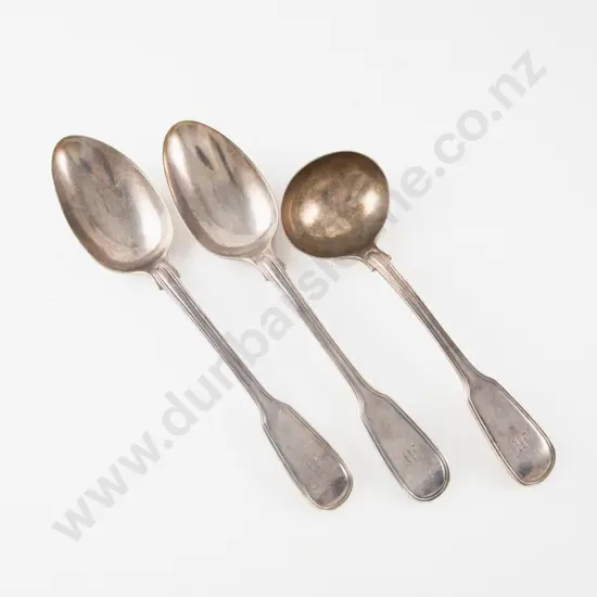 Pair Wm IV S/S Tablespoons & Sauce Ladle