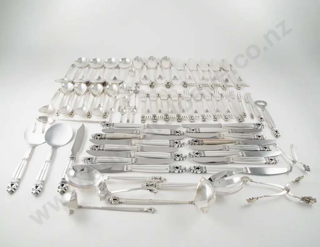 84 Piece George Jensen S/S "Acorn" Pattern Suite Of Cutlery & 5 Other Jensen Pieces Image 1++