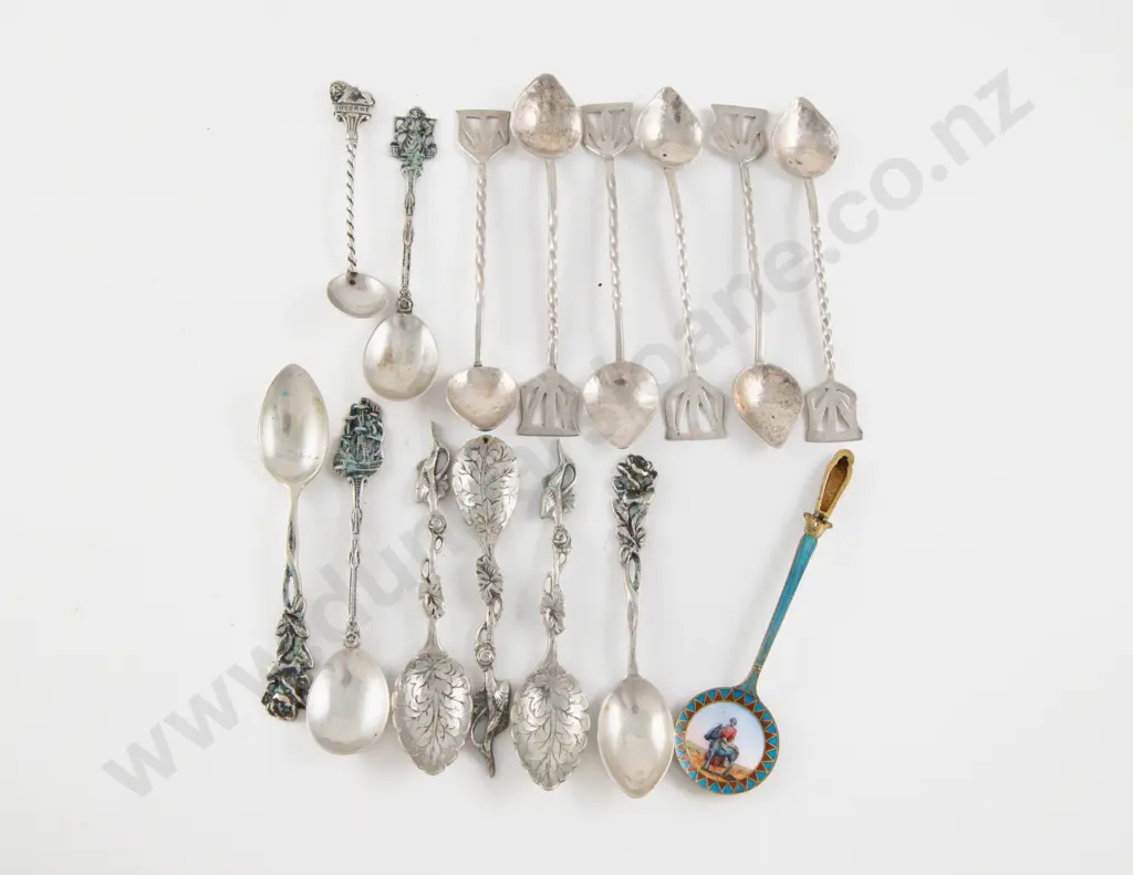 Group Of Asian & Souvenir Sterling & Other Silver Spoons Image 1++