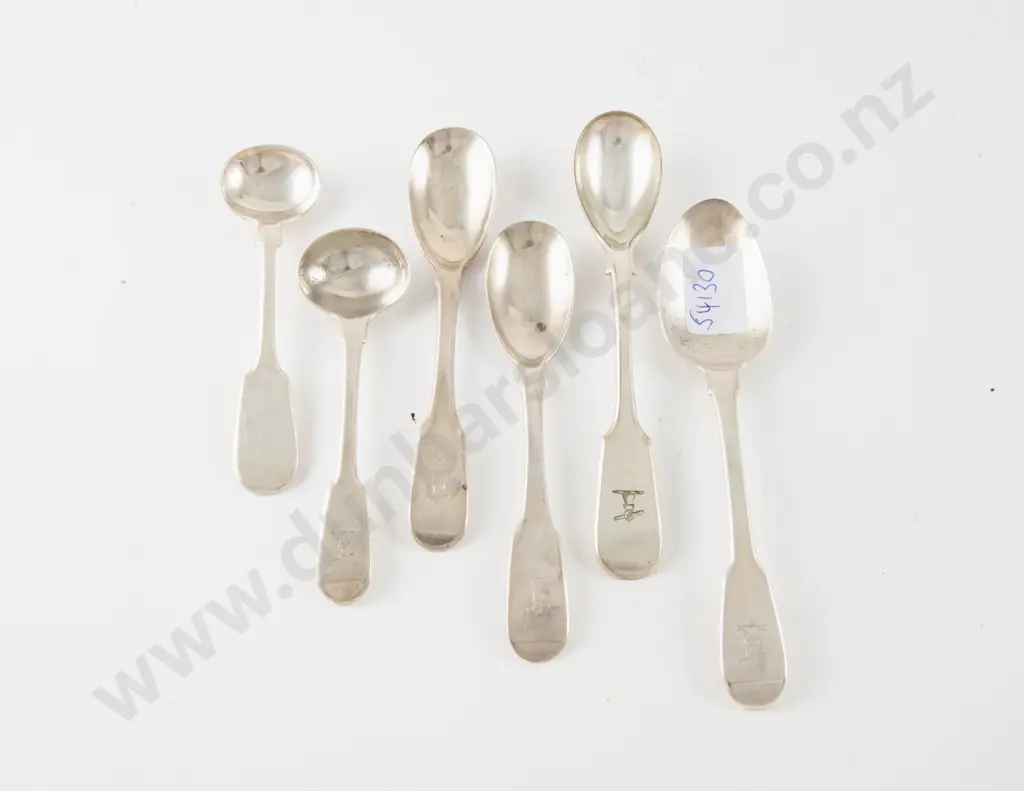 6 Various Antique S/S & S/P Fiddle Pattern Spoons Image 1++