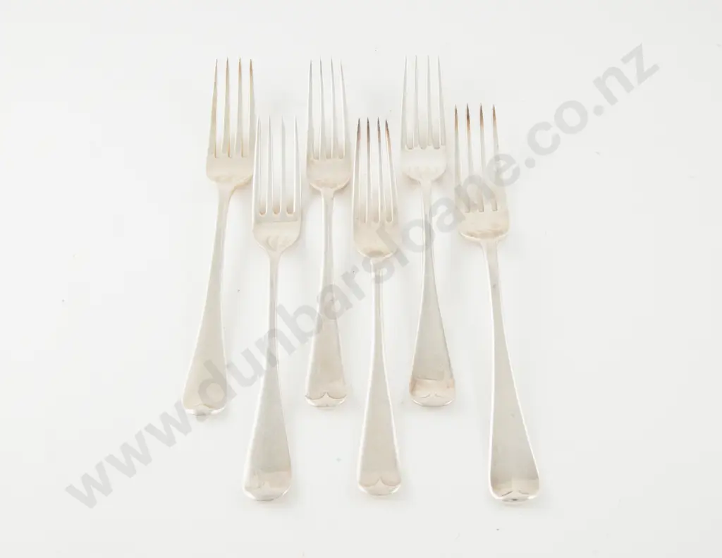Composed Set Of 6 Georgian 7 Later S/S Table Forks Image 1++