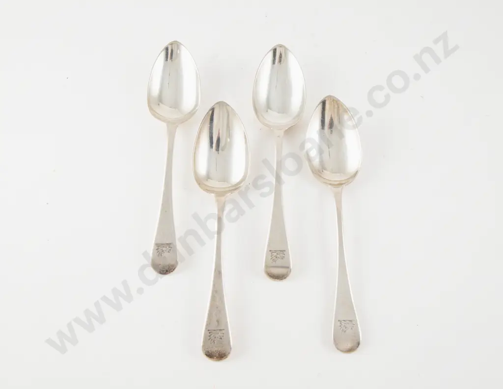 Set Of 4 Geo III S/S Dessert Spoons Image 1++