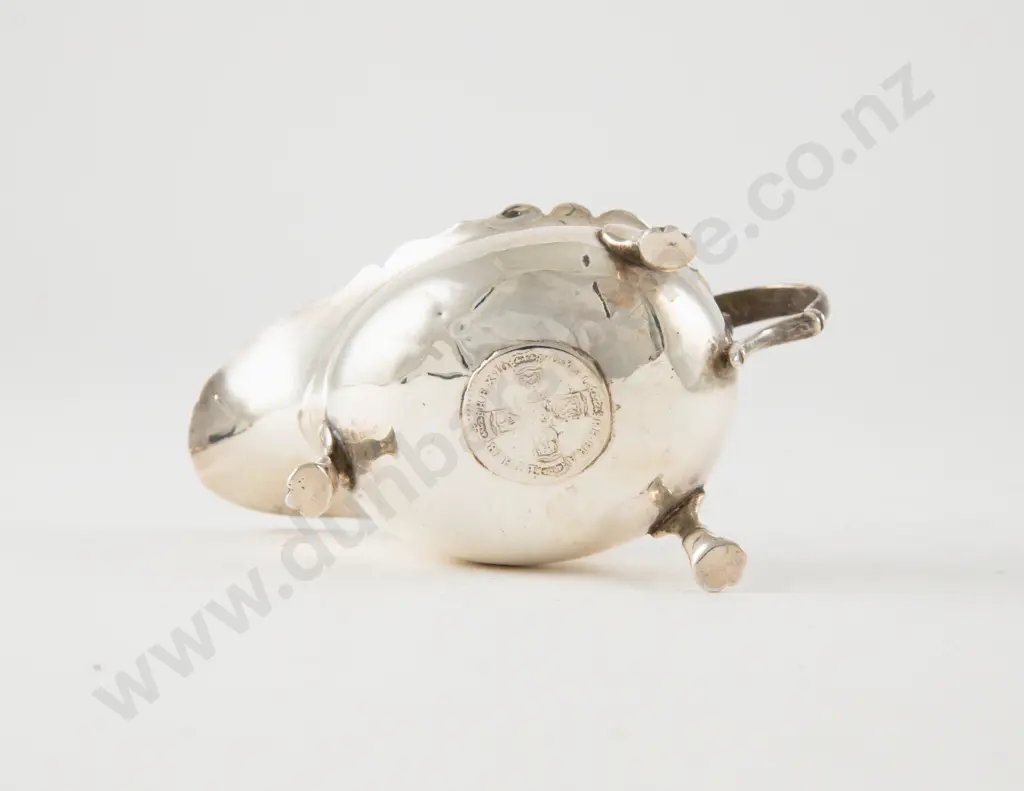 Edw VII S/S Coin Inset Sauce Boat Image 1++