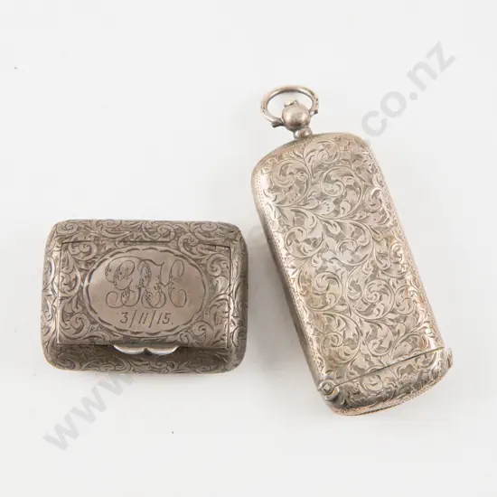 Vict S/S Sovereign & Vesta Case & S/S Snuff Box