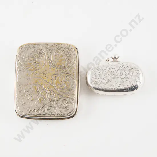 Antique J W Benson Nickel Plated Metal Coin Holder and S/S Double Sovereign Case