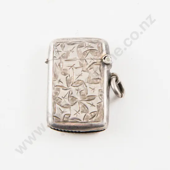 Edwardian S/S Engraved Vesta Case