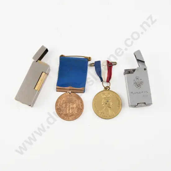 Bergmann and Italian Made Lighters with Two Royal Commemorative Medals
