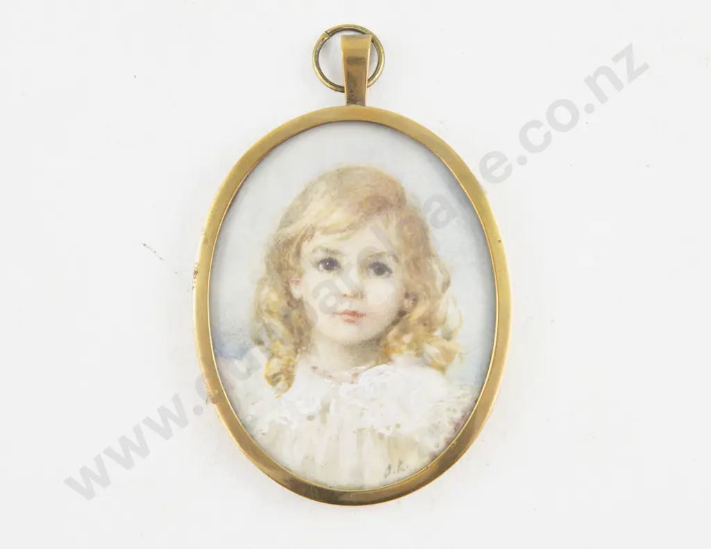 Oval Watercolour Portrait Miniature of a Young Girl Image 1++