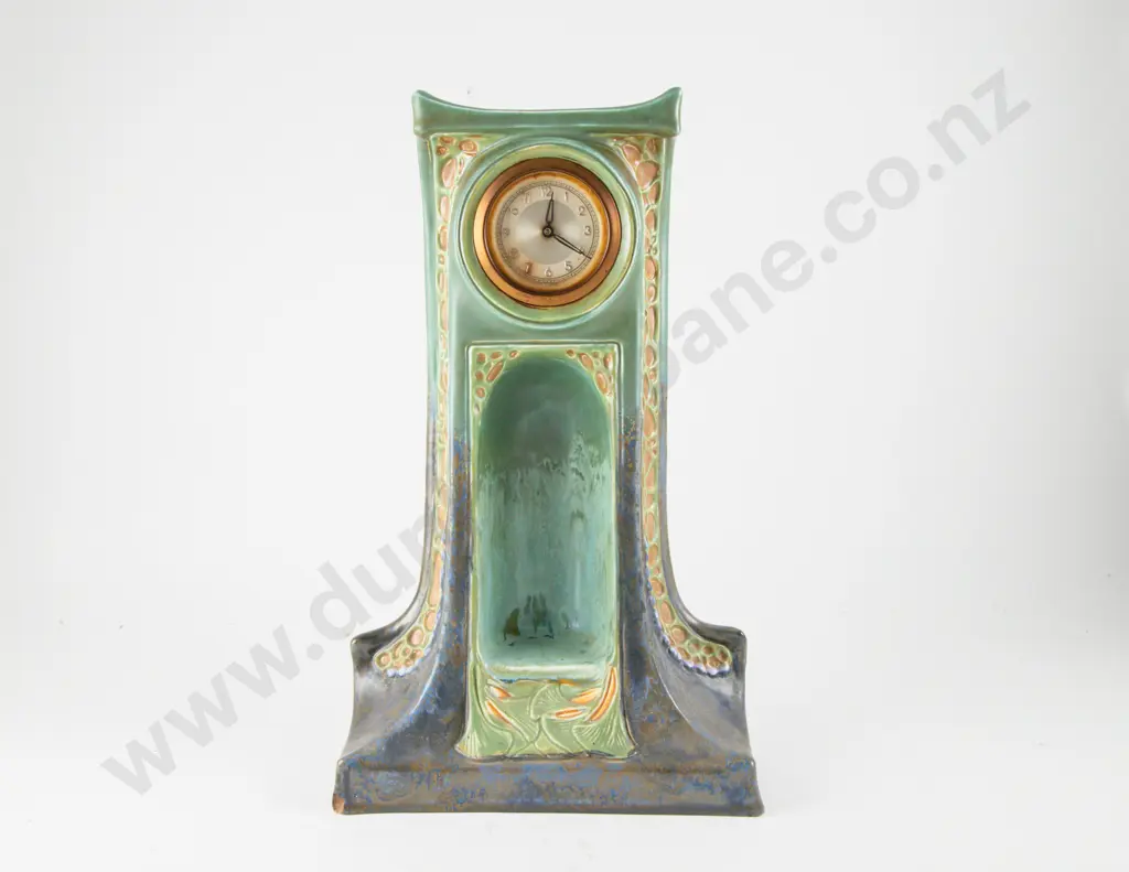 Art Nouveau Austria (Amphora) Pottery Cased Mantel Clock Image 1++
