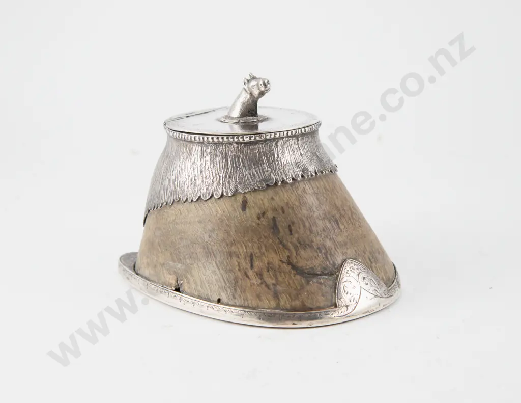 Late Vict S/S Mounted Horse Foot Inkwell Image 1++