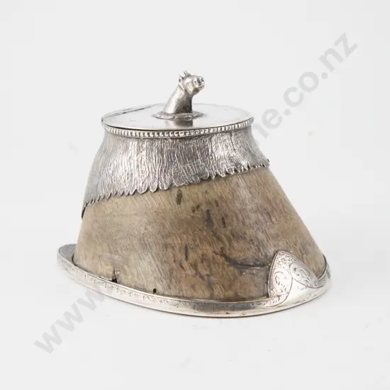 Late Vict S/S Mounted Horse Foot Inkwell
