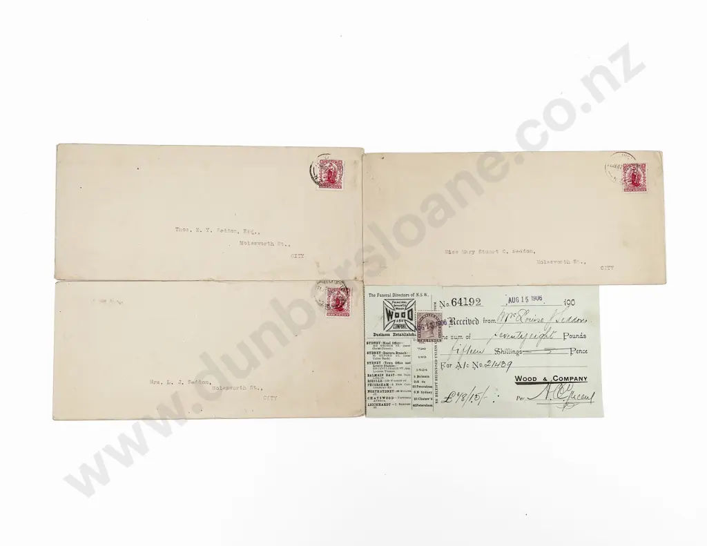 An Original 1906 Undertakers Receipt For The Return Of Richard Seddons Body to N.Z. Image 1++