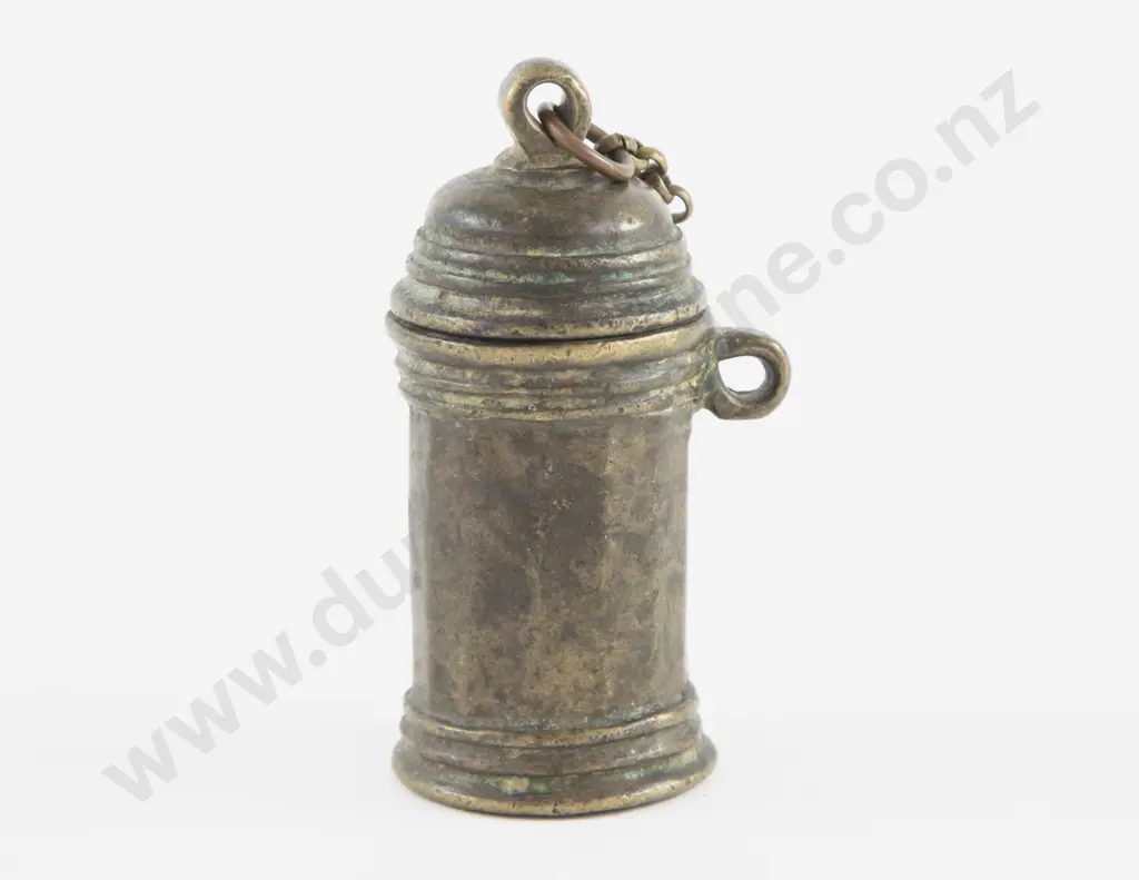 Decorated Bronze Betel Lime Box Image 1++