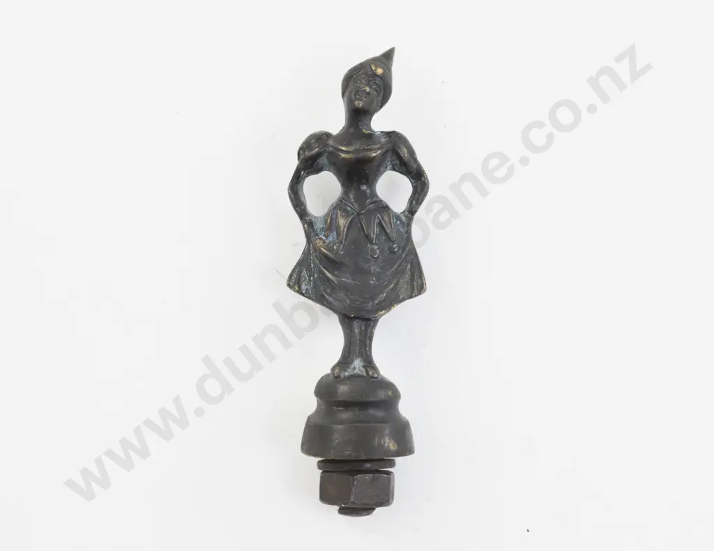 Early C20th Bronze Vessel Finial of a French Pierrette Figure Image 1++