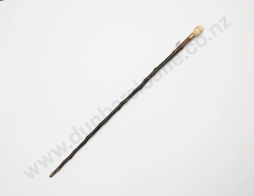 Victorian Blackthorn Walking Stick with Carved Marine Bust of a Gent Finial Image 1++