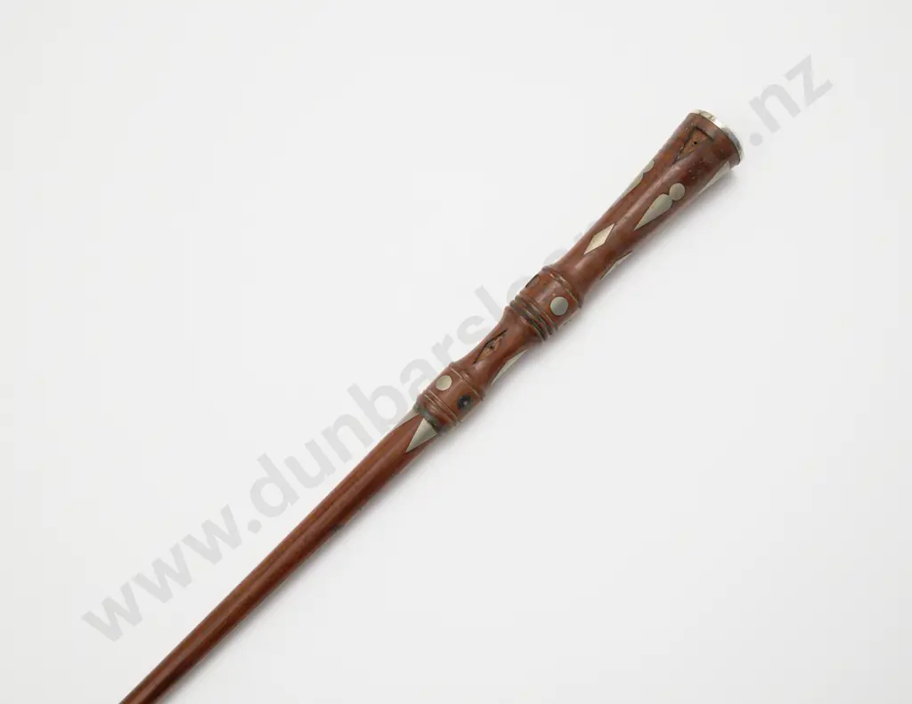 Victorian Fruitwood Metal Inlaid Riding Crop Image 1++