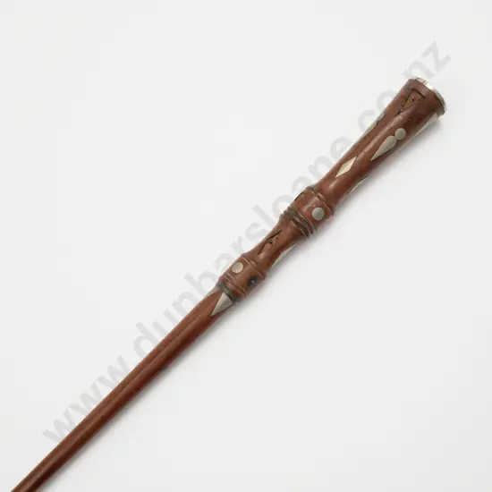 Victorian Fruitwood Metal Inlaid Riding Crop
