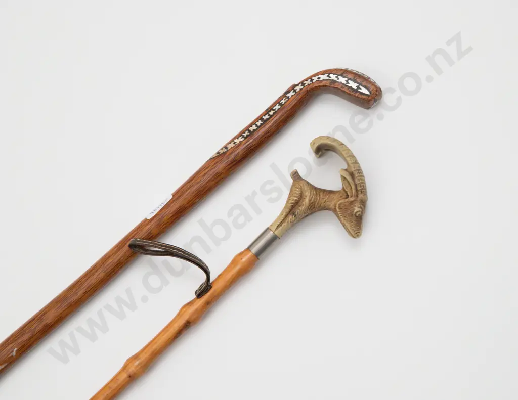 Pacific Island Hardwood Inlaid MOP Walking Stick Image 1++