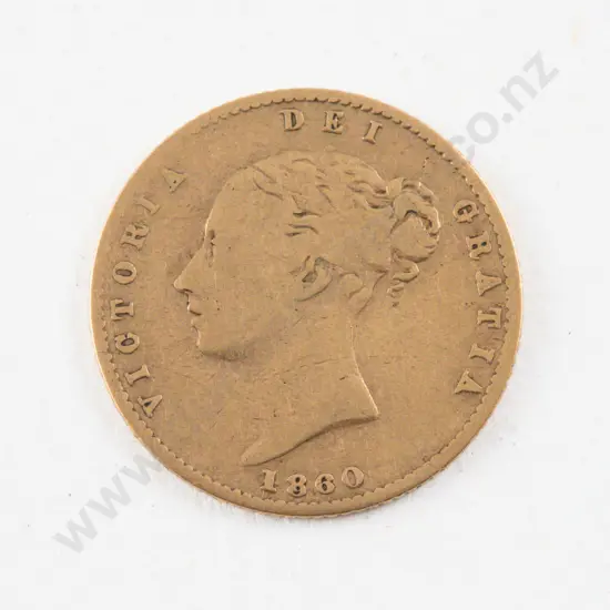 1860 Victoria Gold Half Sovereign no mint mark (some wear)