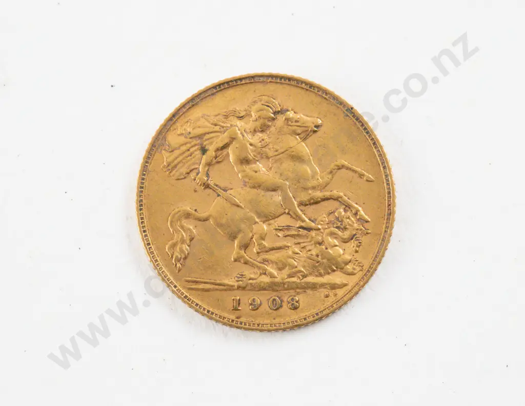 1908 Edw VII Half Gold Sovereign no mint mark Image 1++