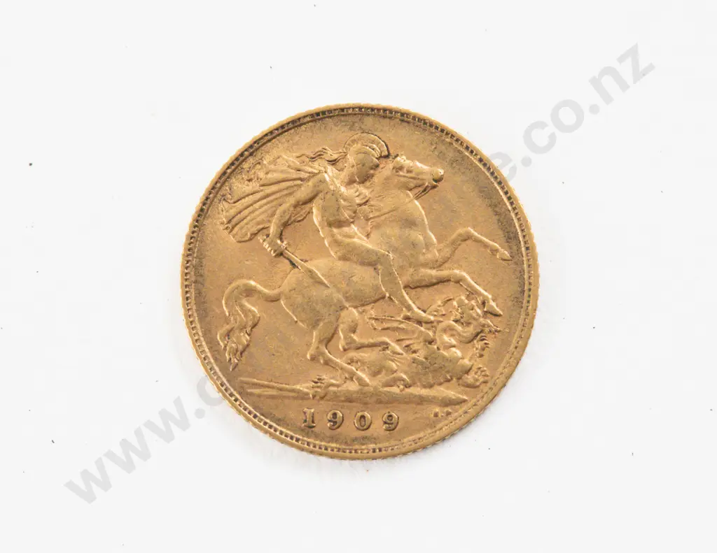 1909 Edw VII Gold Half Sovereign no mint mark Image 1++