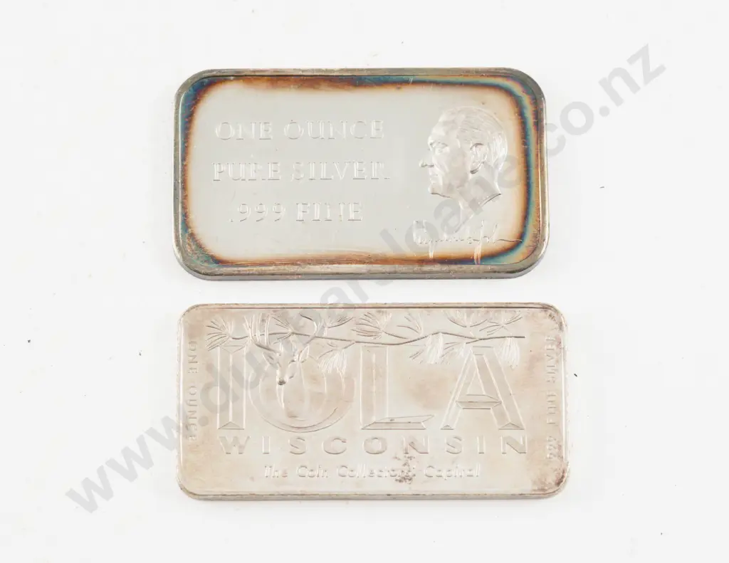 US Two One Ounce .999 Fine Silver Ingots Image 1++