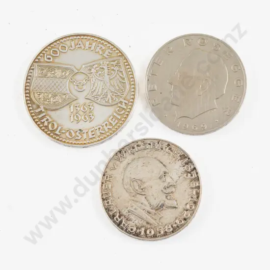 1963 Austria 50 Schilling Union With Tyrol Silver Coin