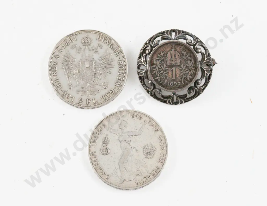 1881 Franz Joseph I Austriae Imperator 2 Florin Silver Coin Image 1++