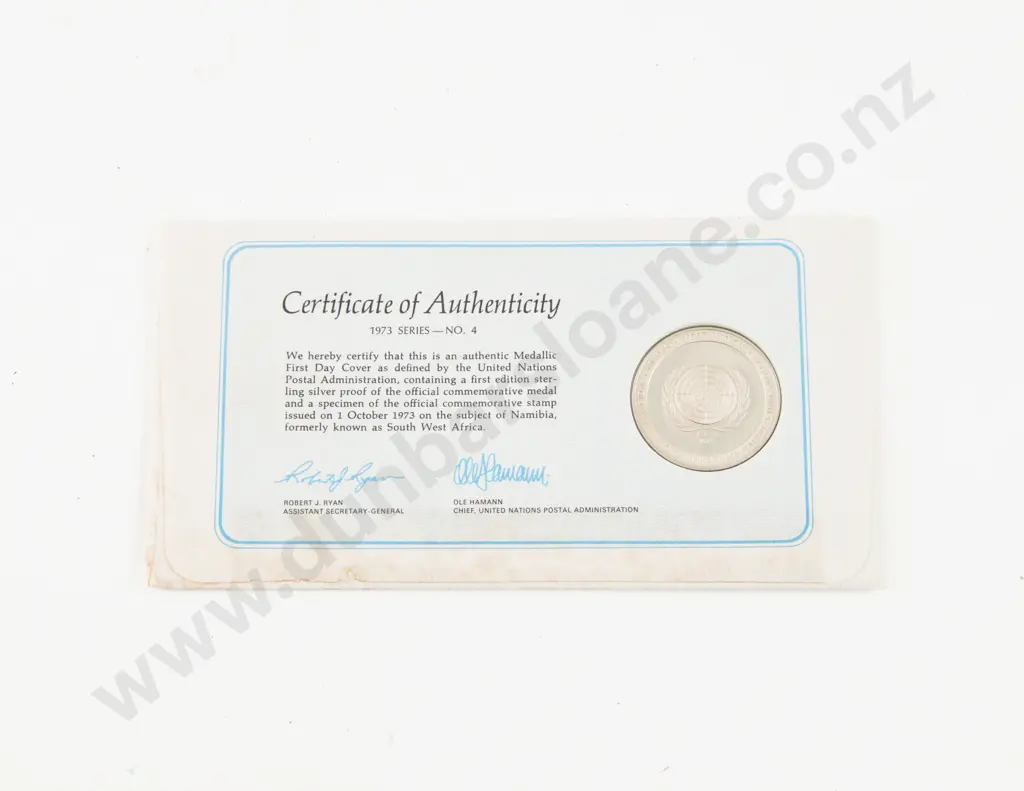 United Nations 1973 FCD with Proof S/S Commemorative Medal Namibia Image 1++