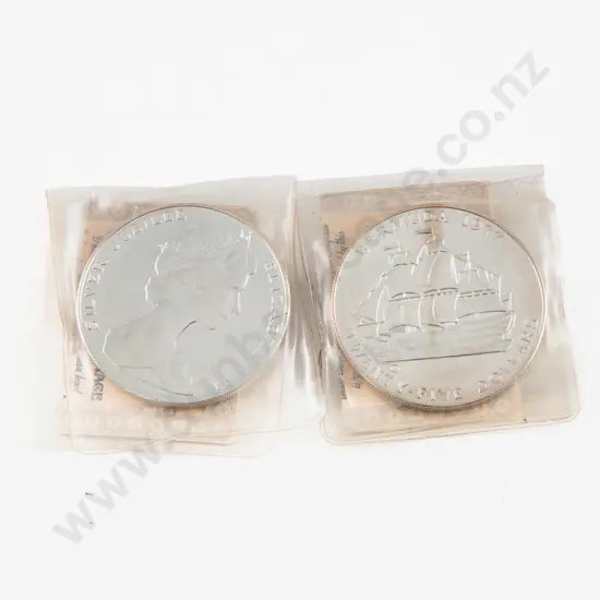 1977 Bermuda QEII Silver Jubilee Silver 25dollars Unc x2