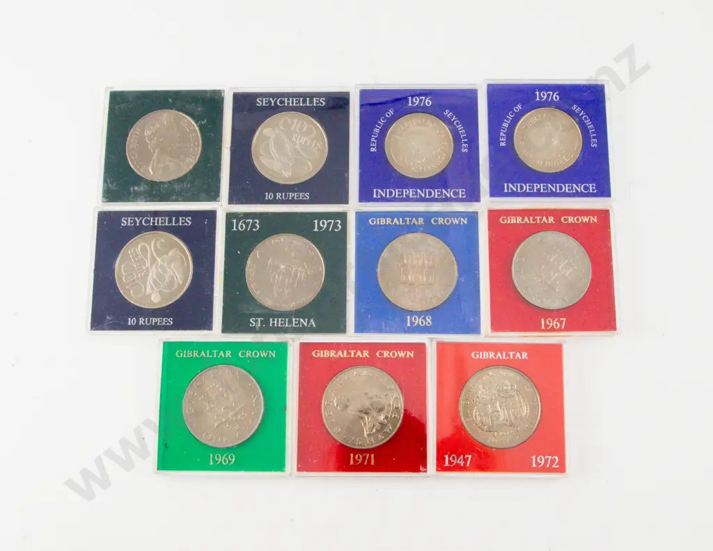 Seychelles - St Helena - Gibraltar Commemorative Unc Coins x11 Image 1++