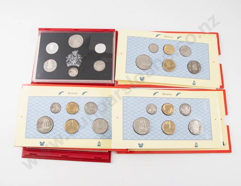 NZ 1990 Proof Silver Six Coin Set with Unc Coin Issue x3 Image 1++