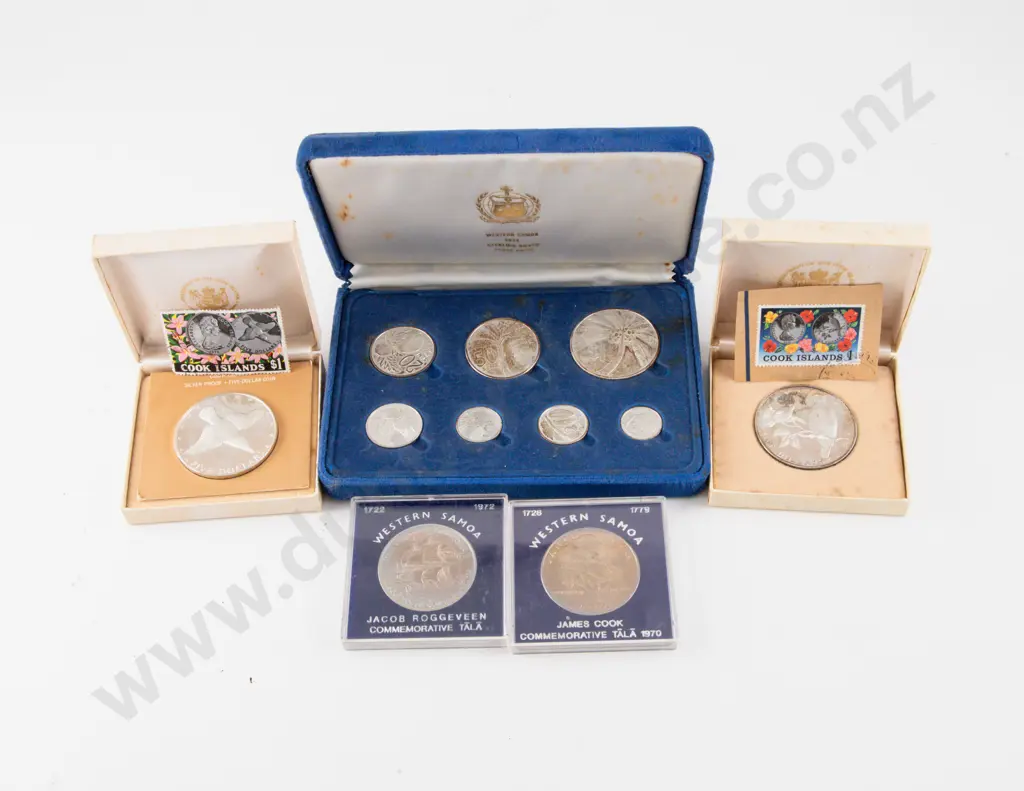 Cook Islands 1976 Silver Proof $5 1979 Silver Unc $5 Image 1++
