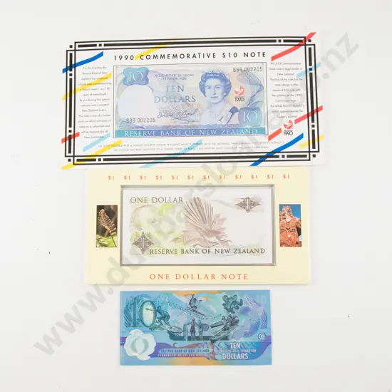 NZ 1990 Commemorative $10 Note with $1 and $2 Notes $10 Millennium Note