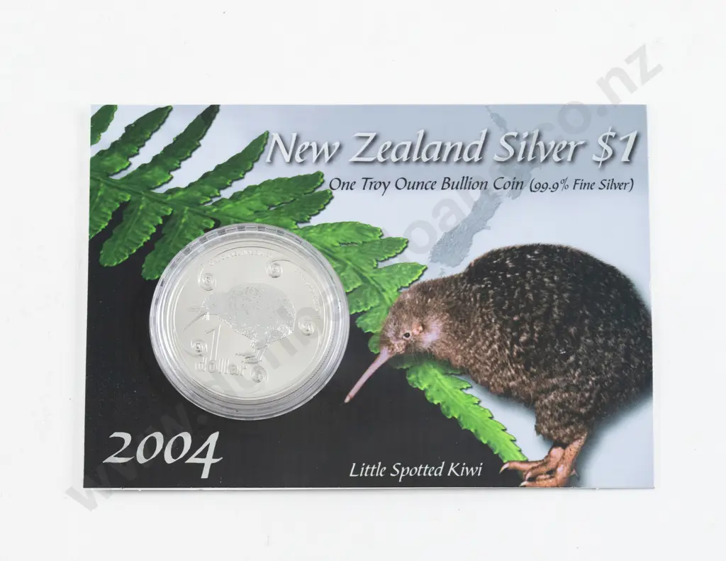 NZ 2004 Little Spotted Kiwi Silver One Oz $1 Image 1++