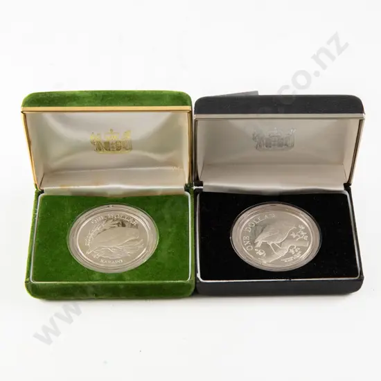 NZ 1984 Black Robin Proof Silver $1 and 1986 Kakapo Proof Silver $1